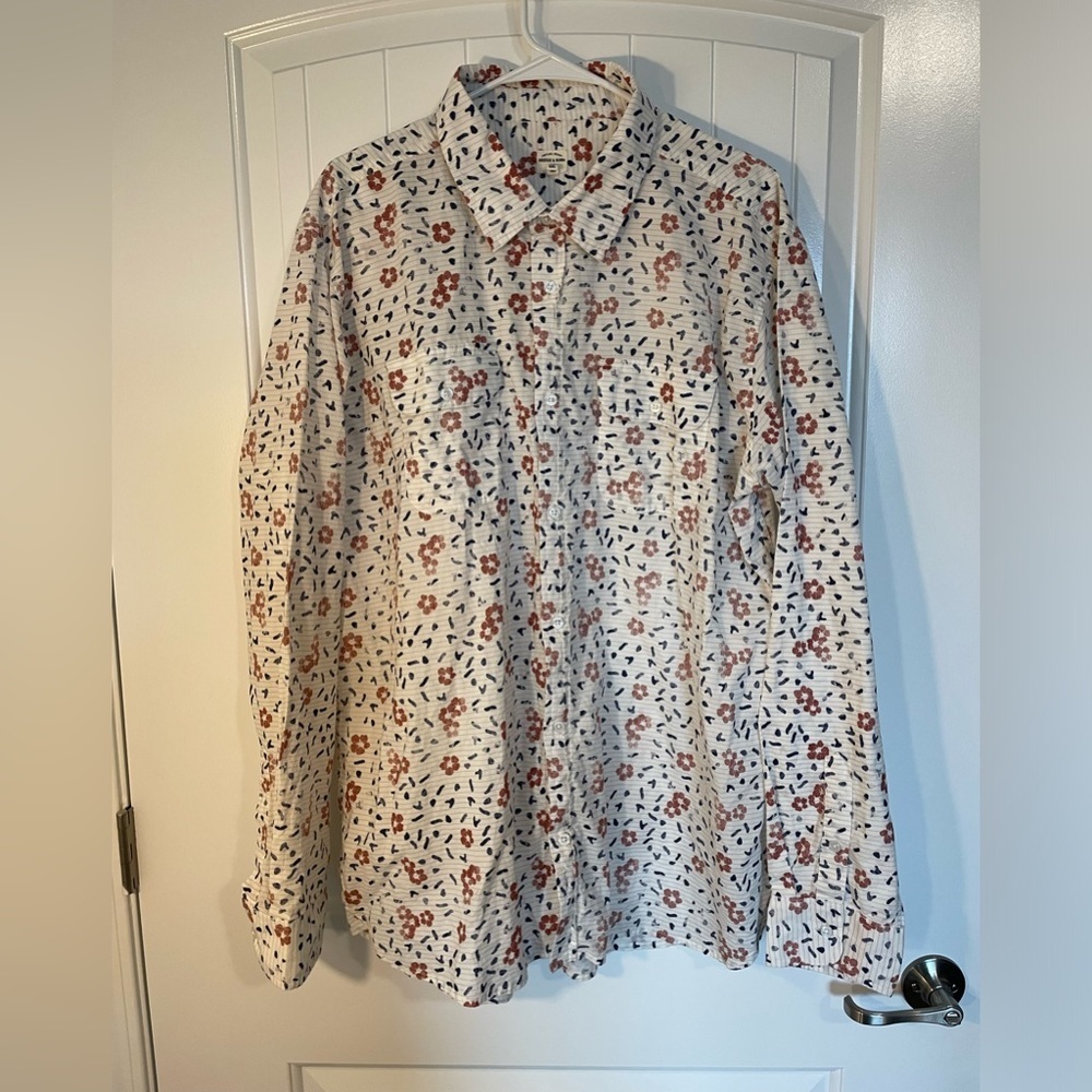 Bridge and Burn white cotton floral button up XXL